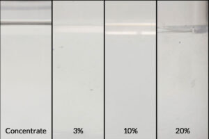 Axxatec™ DA-24C en concentrado y en diluciones al 3%, 10% y 20%.